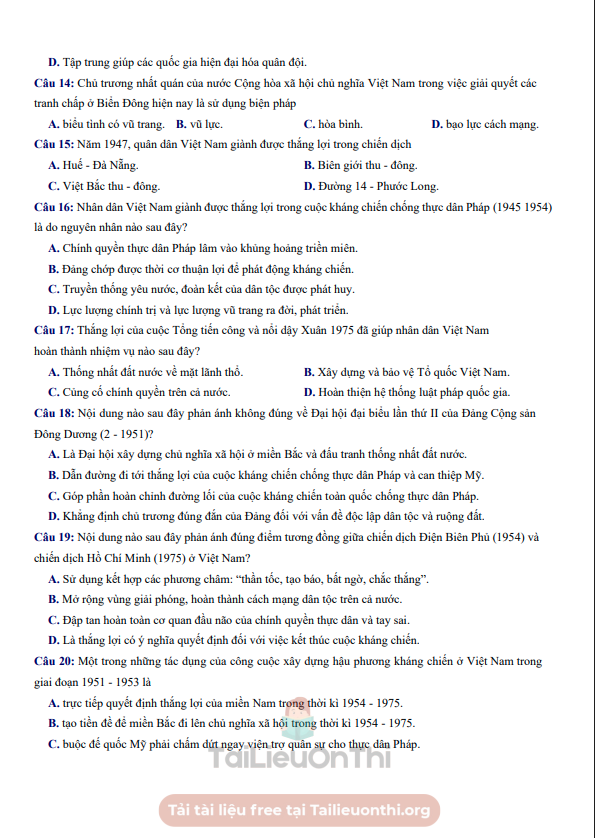 Đề thi thử Lịch Sử THPT 2026 – Sở GD&ĐT Ninh Bình