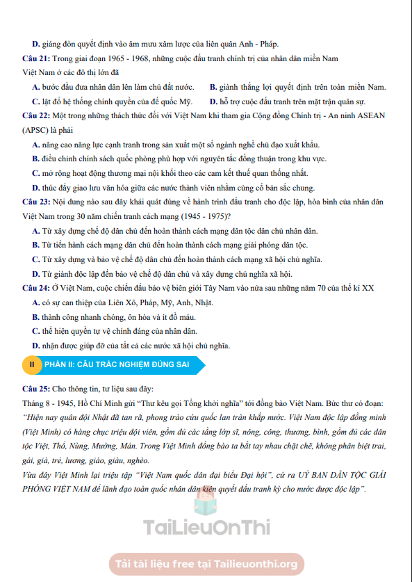 Đề thi thử Lịch Sử THPT 2026 – Sở GD&ĐT Ninh Bình