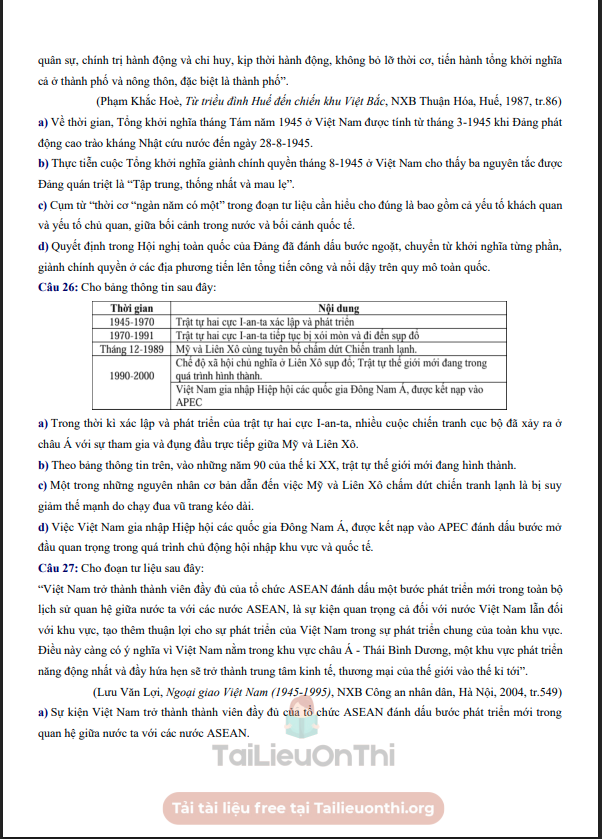 Đề thi thử Lịch Sử THPT 2026 – Liên trường THPT Nghệ An