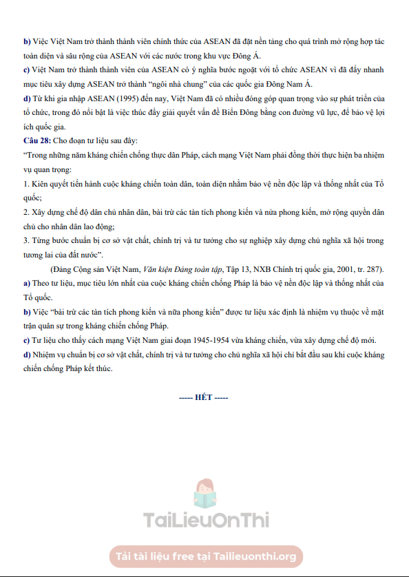 Đề thi thử Lịch Sử THPT 2026 – Liên trường THPT Nghệ An