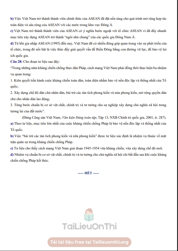 Đề thi thử Lịch Sử THPT 2026 – LIÊN TRƯỜNG THPT NGHỆ AN