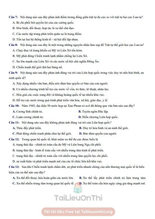 Đề thi thử Lịch sử THPT 2026 – THPT MAY