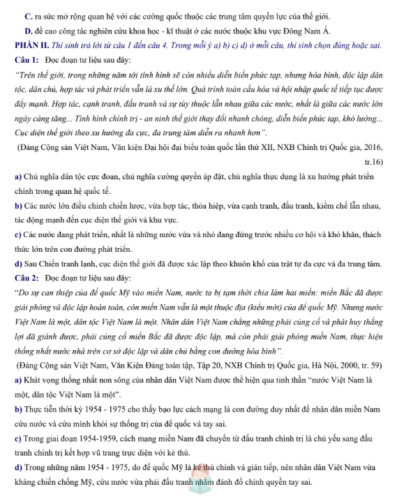 Đề thi thử Lịch Sử THPT 2026 – Sở GD&ĐT Hải Phòng