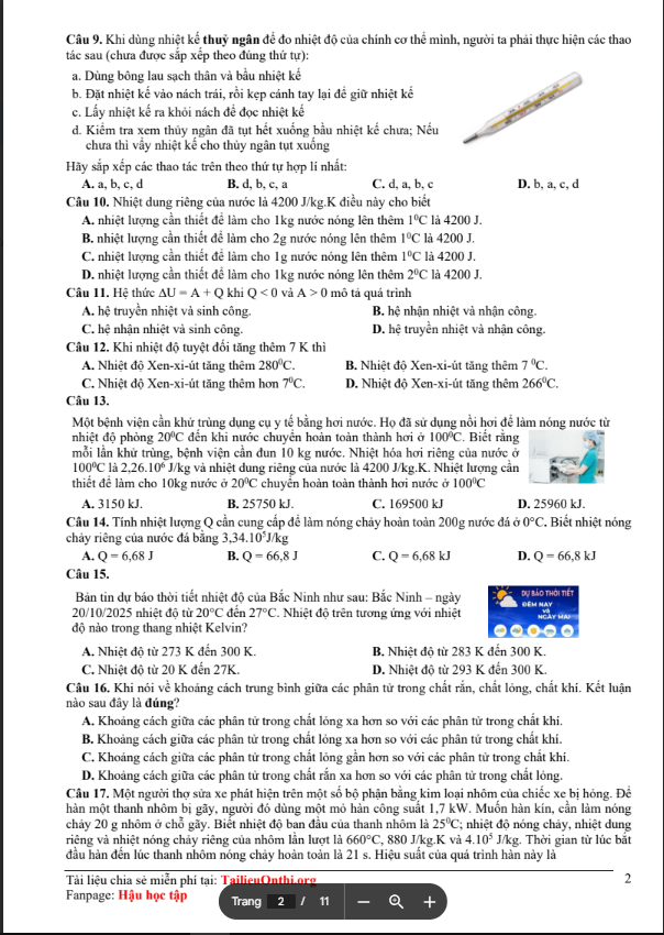 Đề thi thử Vật Lí THPT 2026 – Sở GD&ĐT Bắc Ninh Liên trường THPT