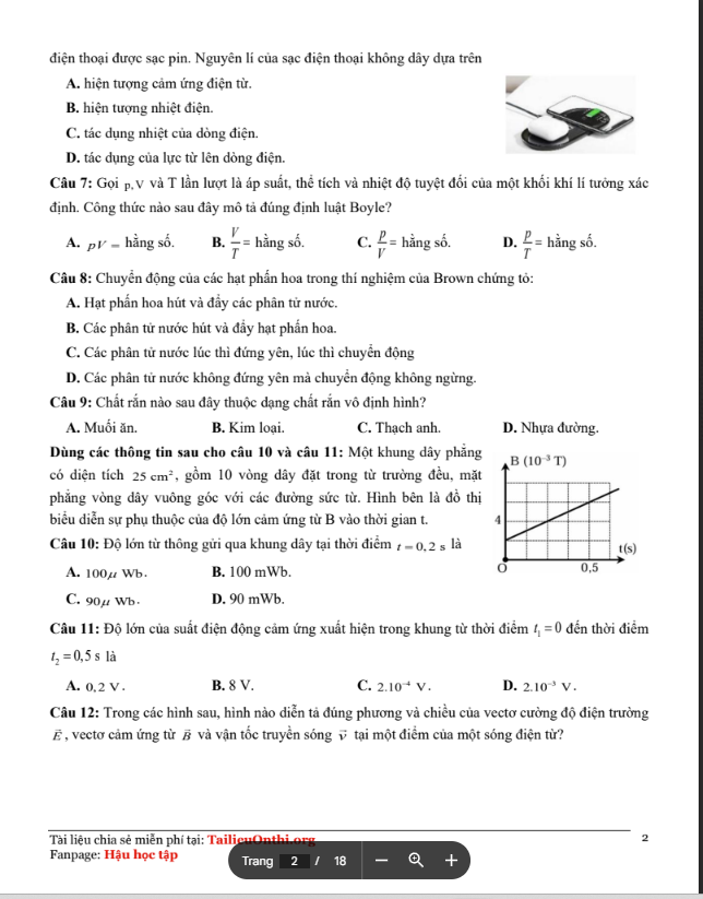 Đề thi thử Vật Lý THPT 2026 – NGUYÊN KHUYẾN – LÊ THÀNH TÔNG