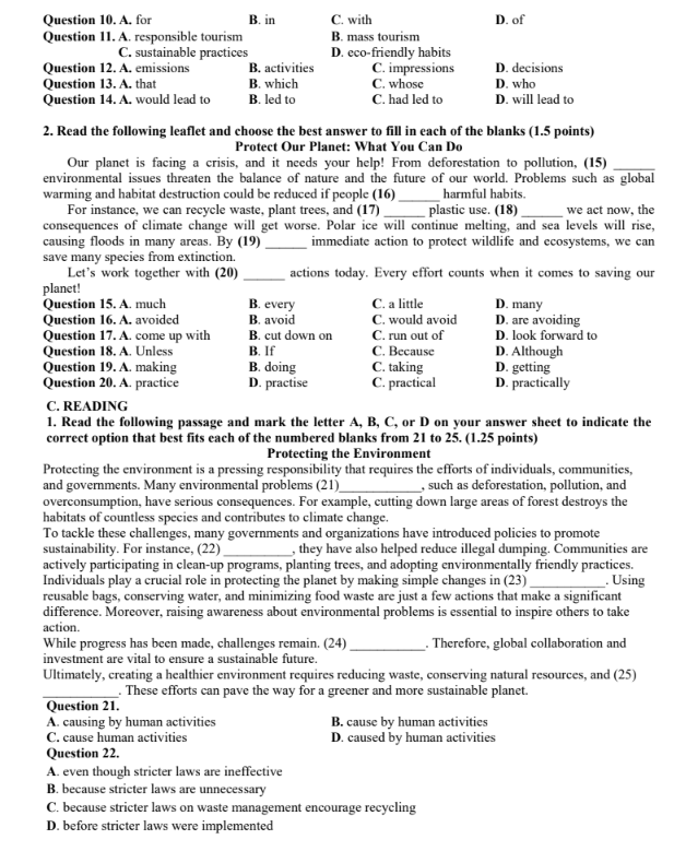 Đề thi thử Tiếng Anh THPT 2025 – TRƯỜNG THPT KẺ SẶT