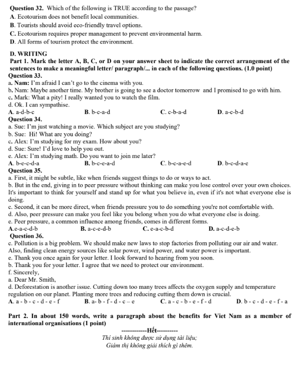 Đề thi thử Tiếng Anh THPT 2025 – TRƯỜNG THPT KẺ SẶT