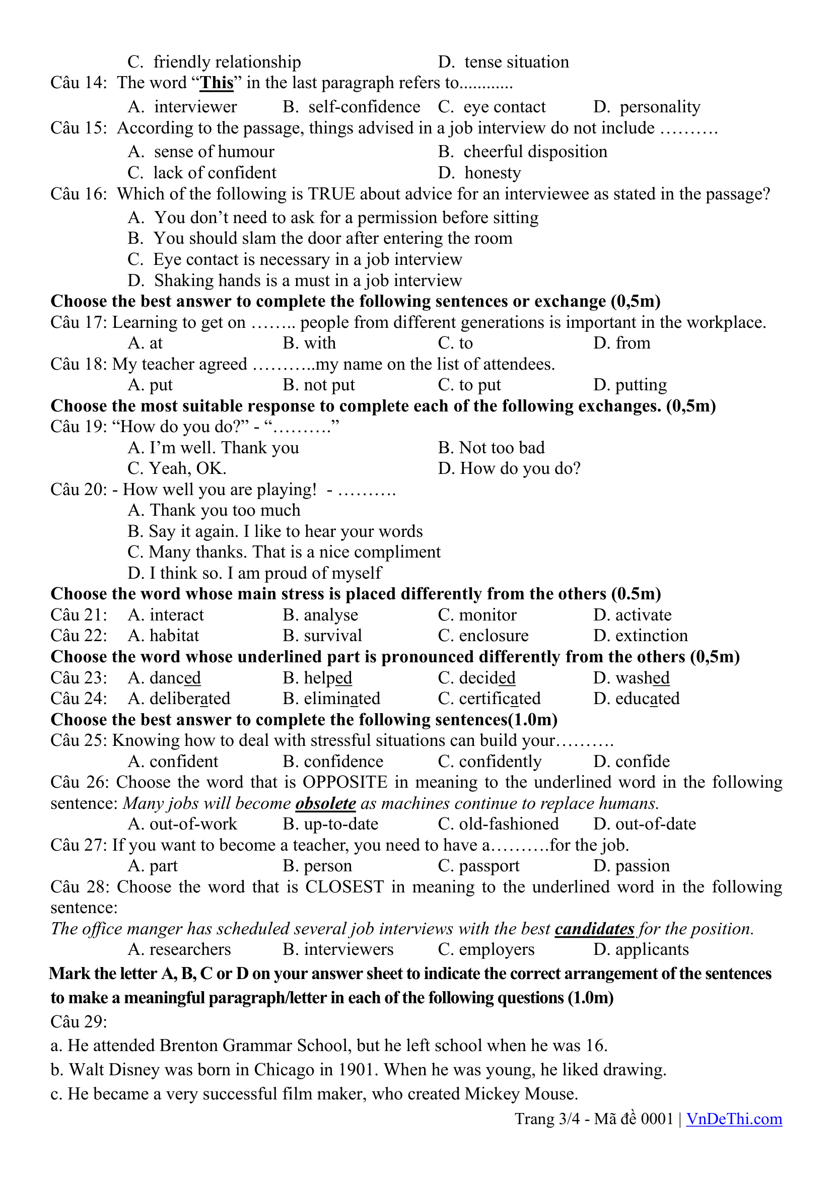 Đề thi thử Tiếng Anh THPT 2025 – SỞ GD & ĐT QUẢNG TRỊ, TRƯỜNG THPT GIO LINH
