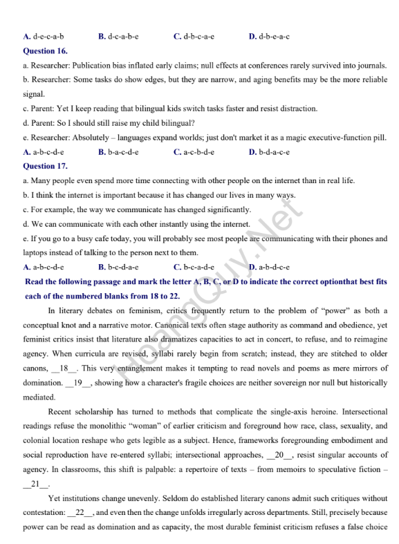 Đề thi thử Tiếng Anh THPT 2026 – THPT Chuyên Tuyên Quang