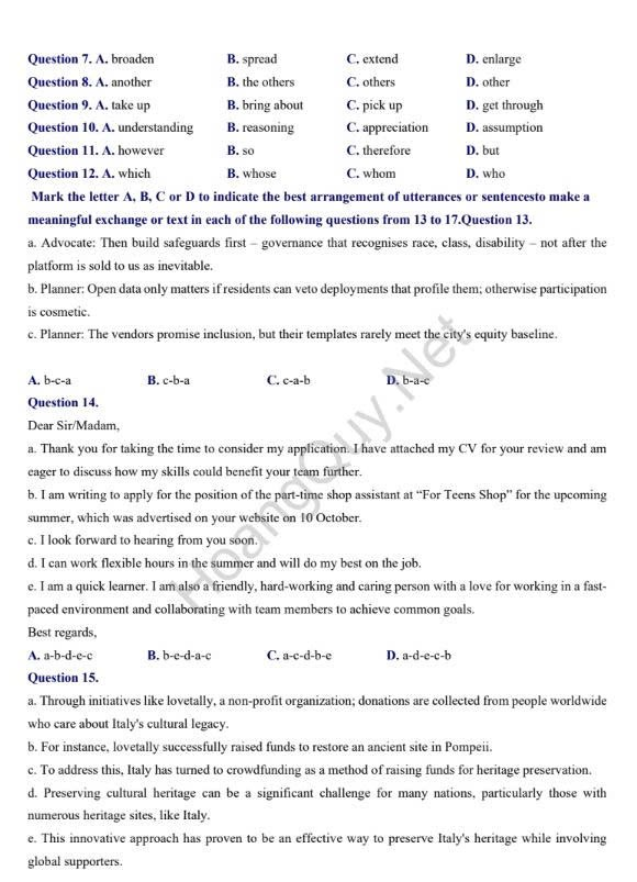 Đề thi thử Tiếng Anh THPT 2026 – THPT Chuyên Tuyên Quang