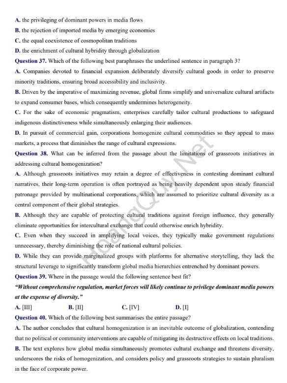 Đề thi thử Tiếng Anh THPT 2026 – TRƯỜNG THPT CHUYÊN TUYÊN QUANG
