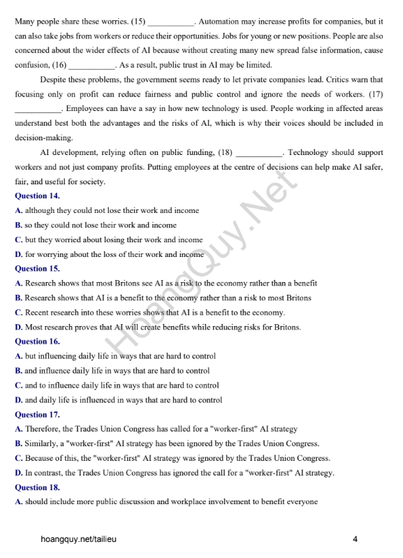 Đề thi thử Tiếng Anh THPT 2026 – Sở GD&ĐT Quảng Ninh, THPT Cẩm Phả