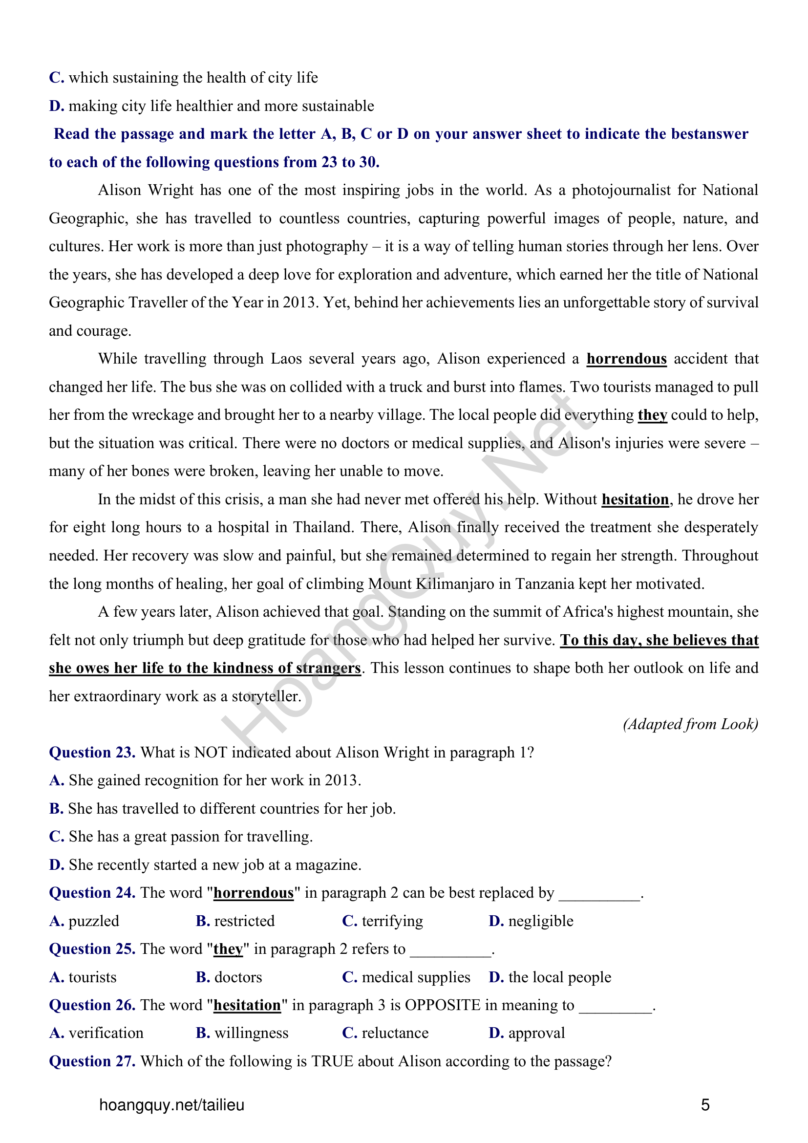 Đề thi thử Tiếng Anh THPT 2026 – CỤM CÁC TRƯỜNG THPT