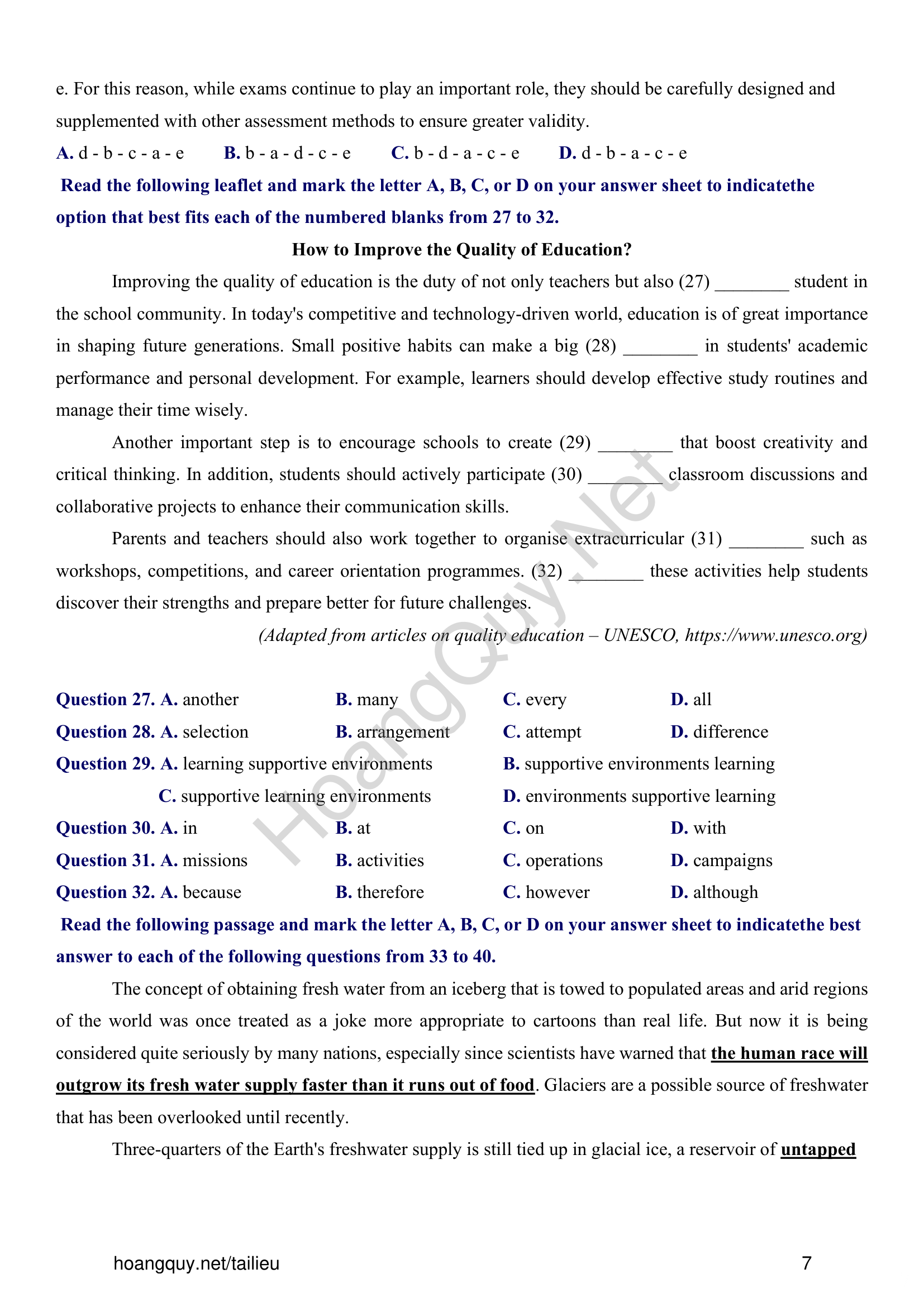 Đề thi thử Tiếng Anh THPT 2026 – Sở GDĐT Tuyên Quang