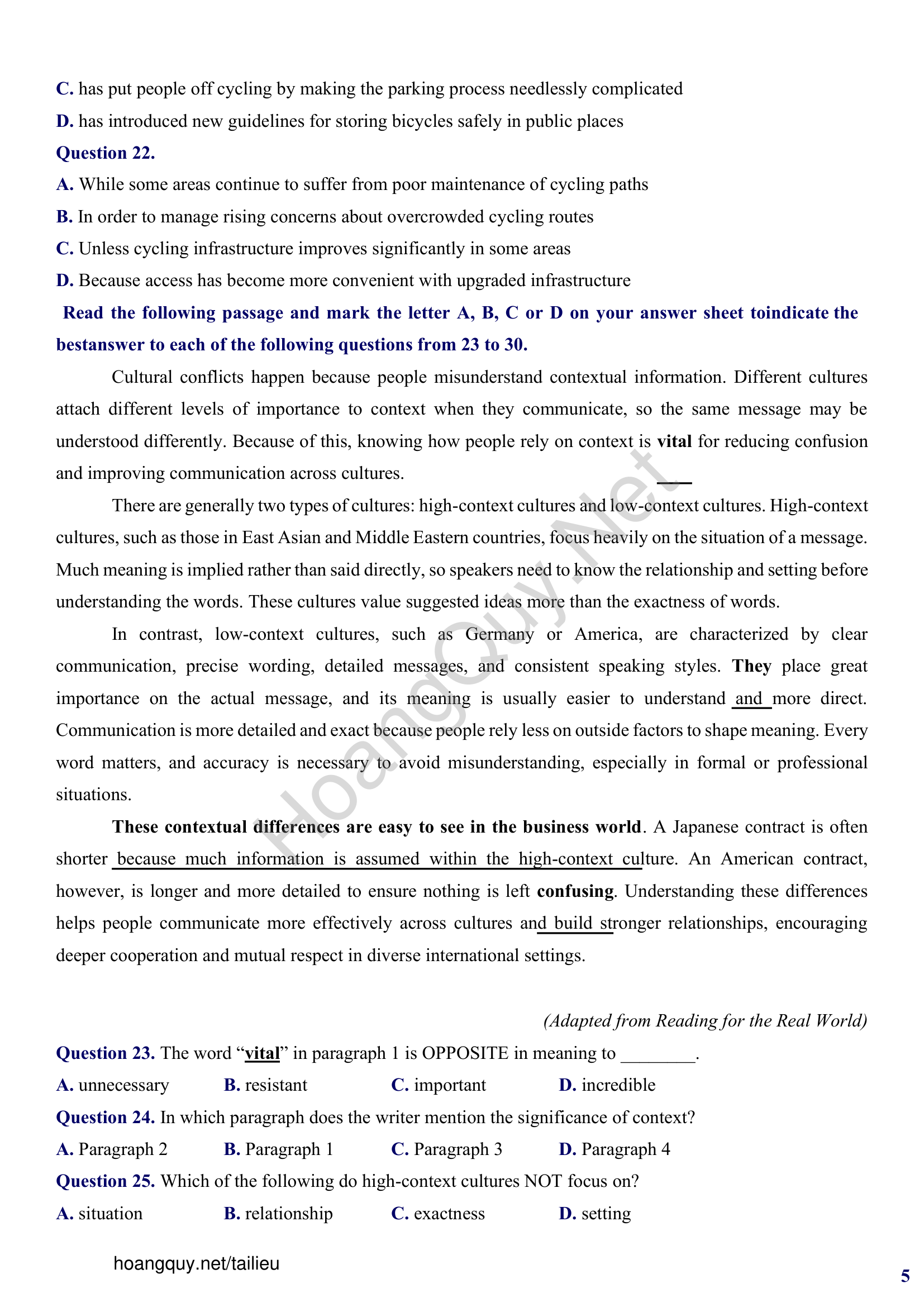 Đề thi thử Tiếng Anh THPT 2026 – SỞ GIÁO DỤC & ĐÀO TẠO