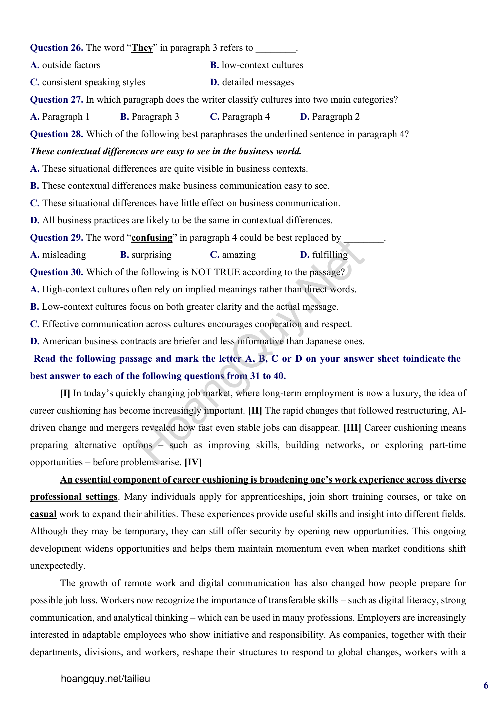 Đề thi thử Tiếng Anh THPT 2026 – SỞ GIÁO DỤC & ĐÀO TẠO