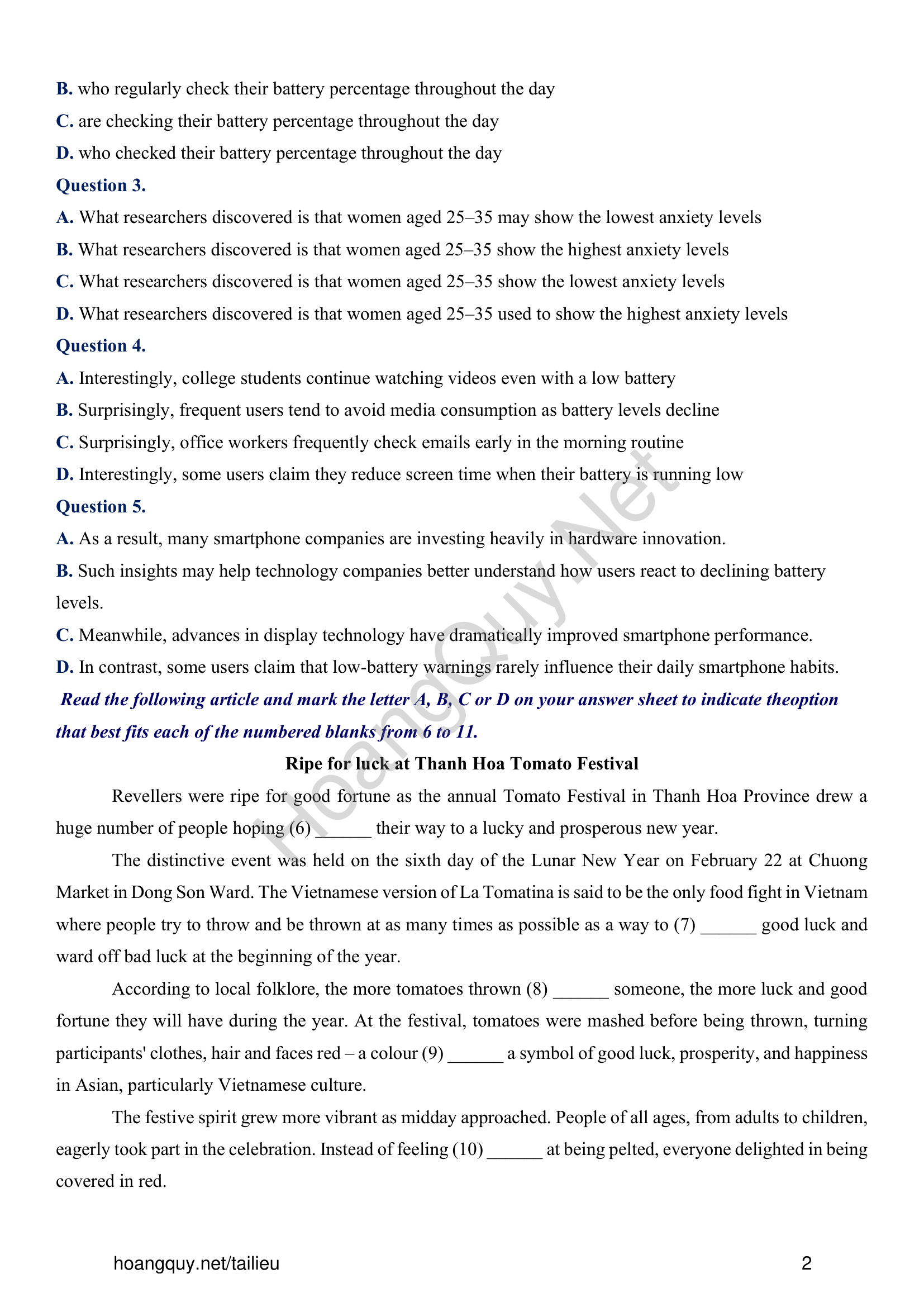 Đề thi thử Tiếng Anh THPT 2026 – Sở GDĐT Thanh Hóa