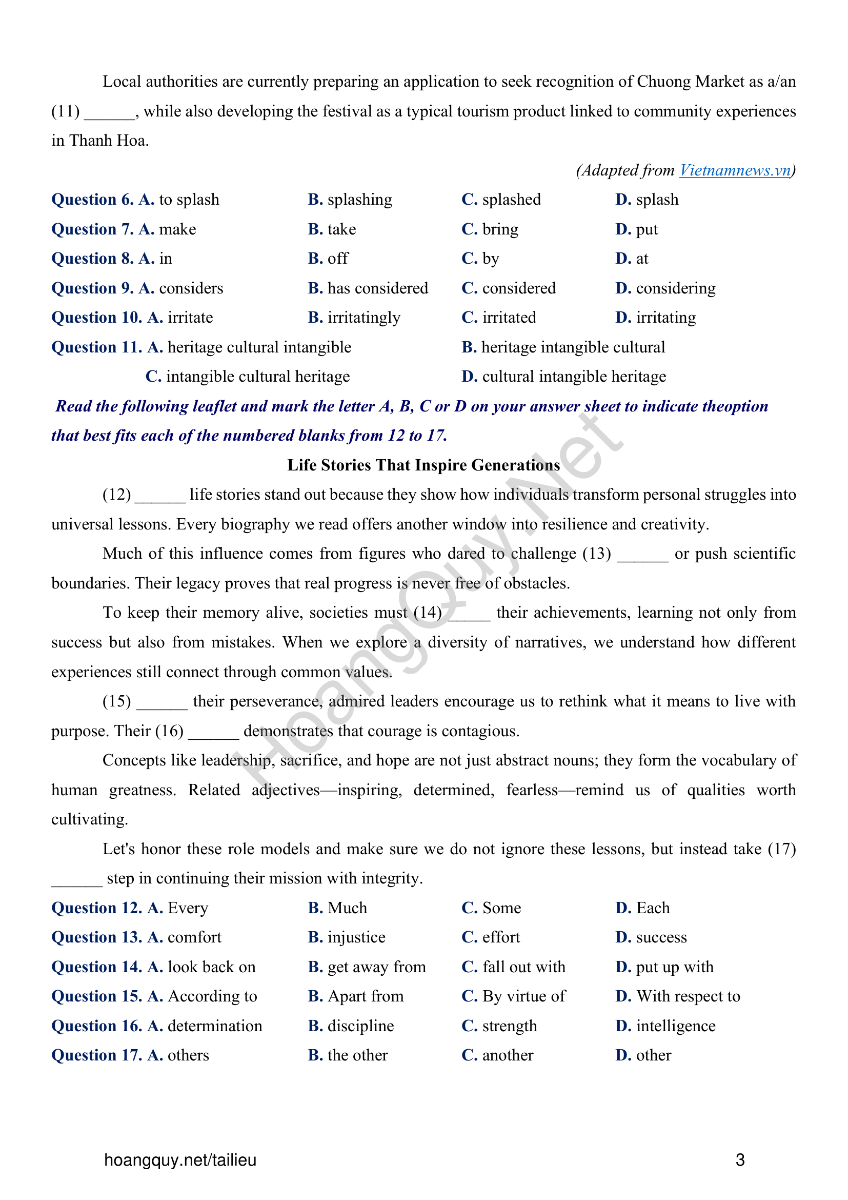 Đề thi thử Tiếng Anh THPT 2026 – Sở GDĐT Thanh Hóa