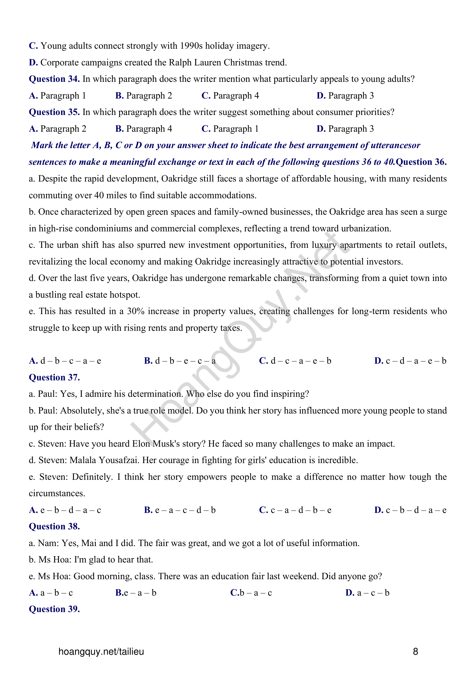 Đề thi thử Tiếng Anh THPT 2026 – Sở GDĐT Thanh Hóa