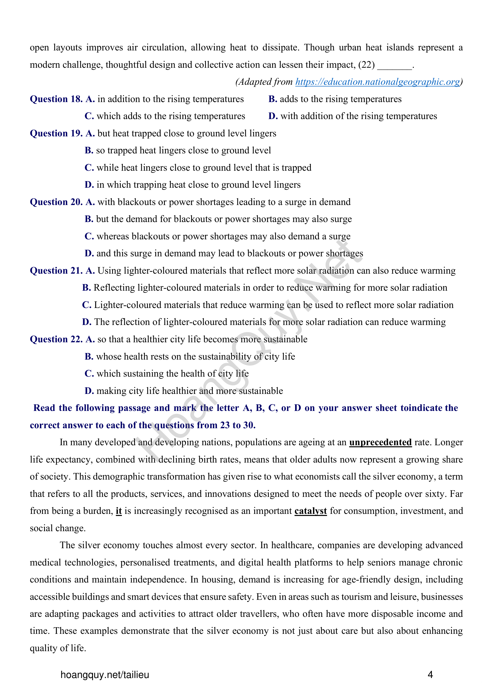 Đề thi thử Tiếng Anh THPT 2026 – Trường THPT Chuyên, Đại học Vinh
