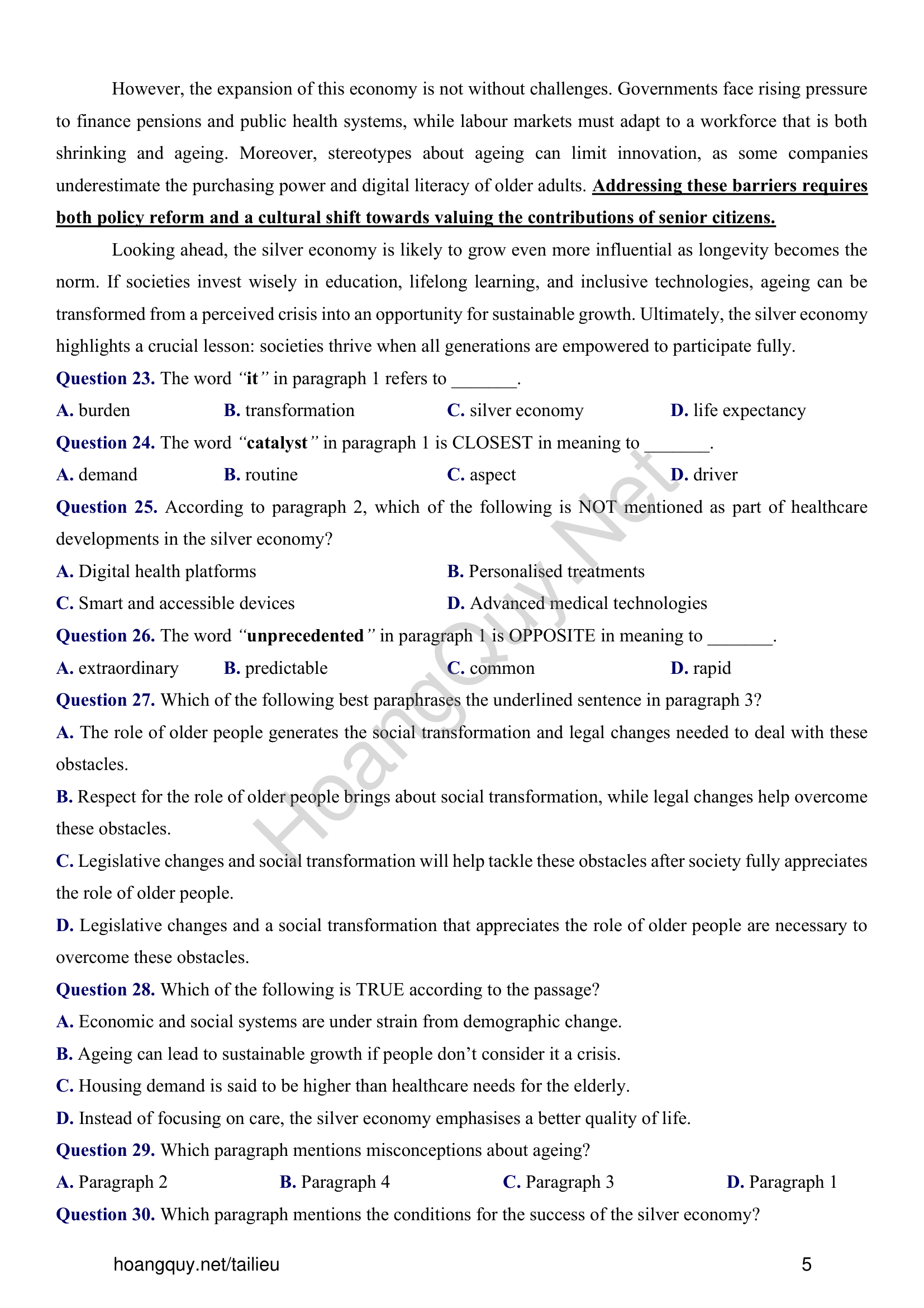 Đề thi thử Tiếng Anh THPT 2026 – Trường THPT Chuyên, Đại học Vinh