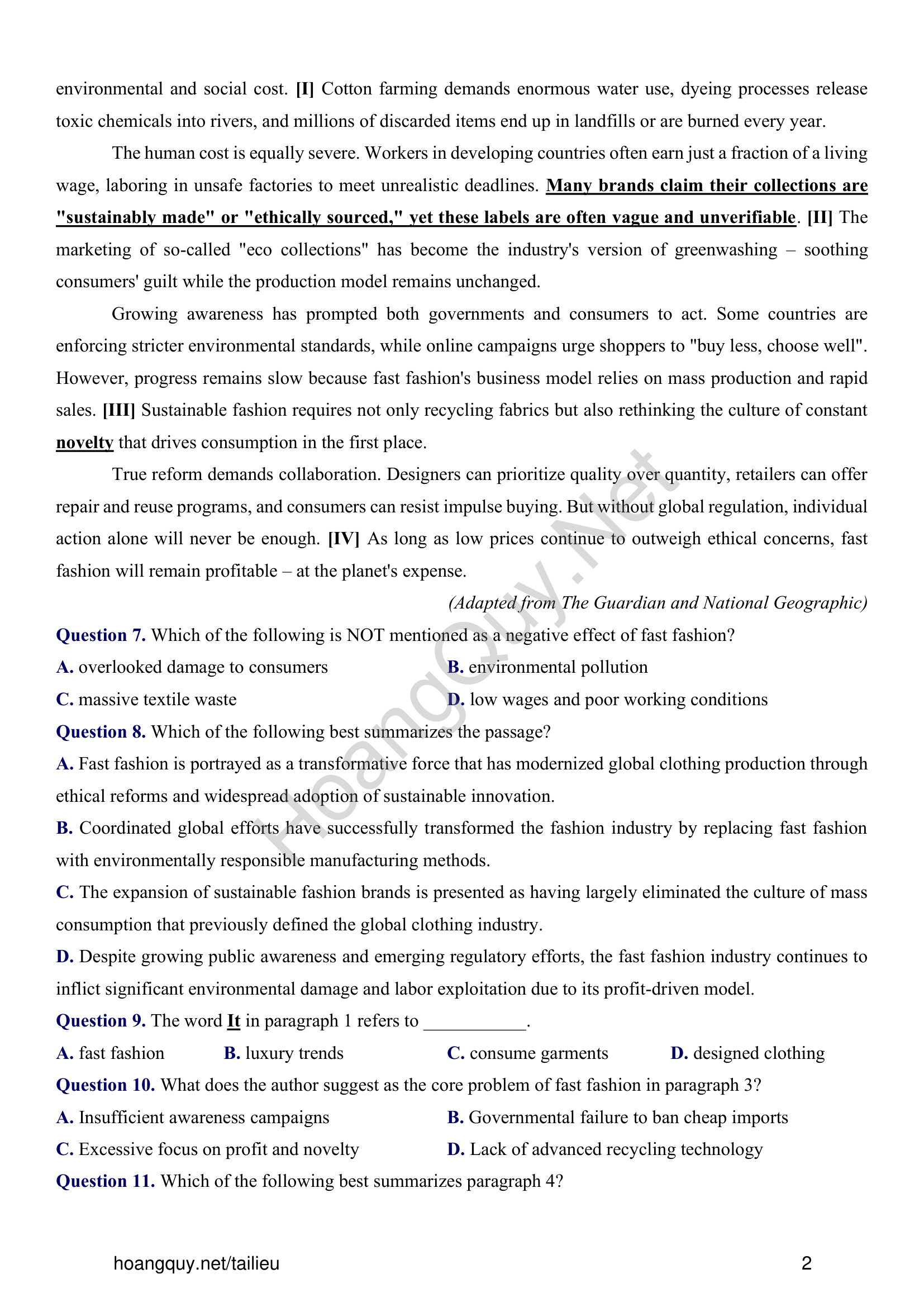 Đề thi thử Tiếng Anh THPT 2026 – Sở GDĐT Hưng Yên