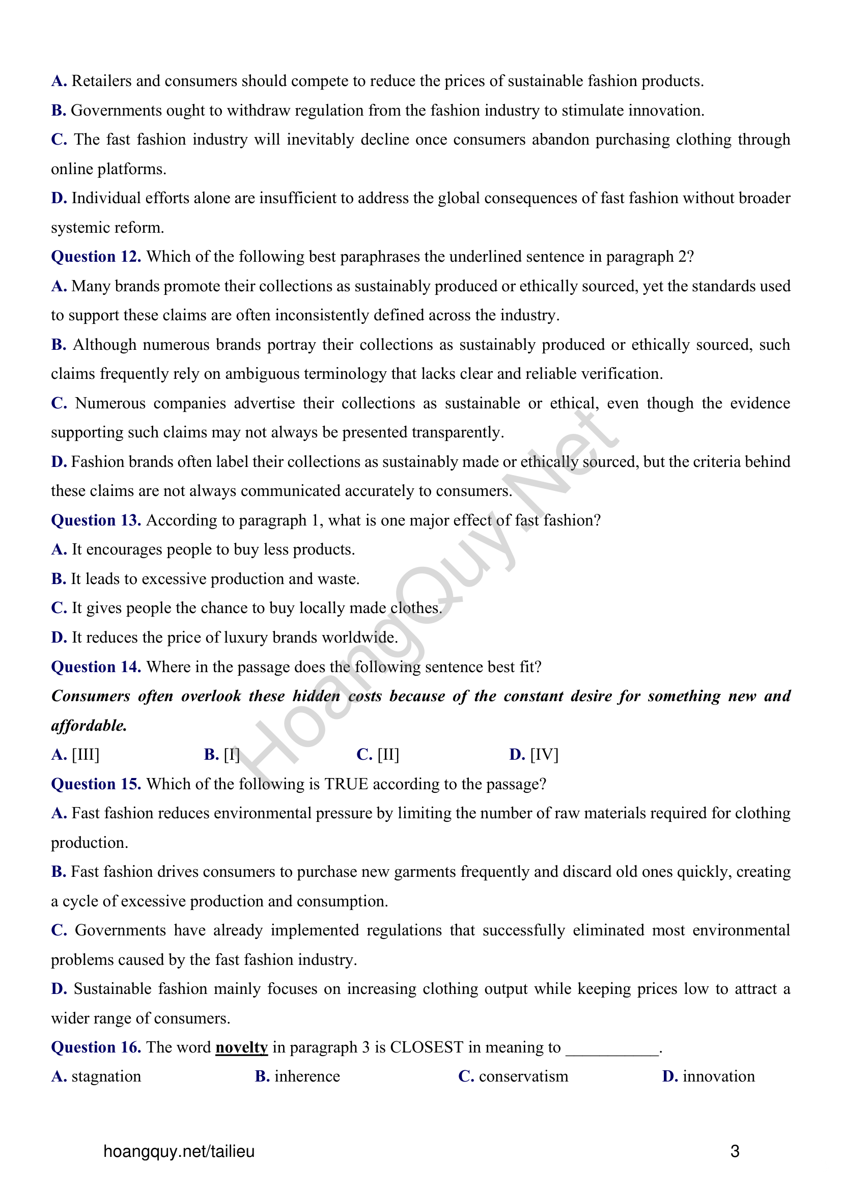 Đề thi thử Tiếng Anh THPT 2026 – Sở GDĐT Hưng Yên