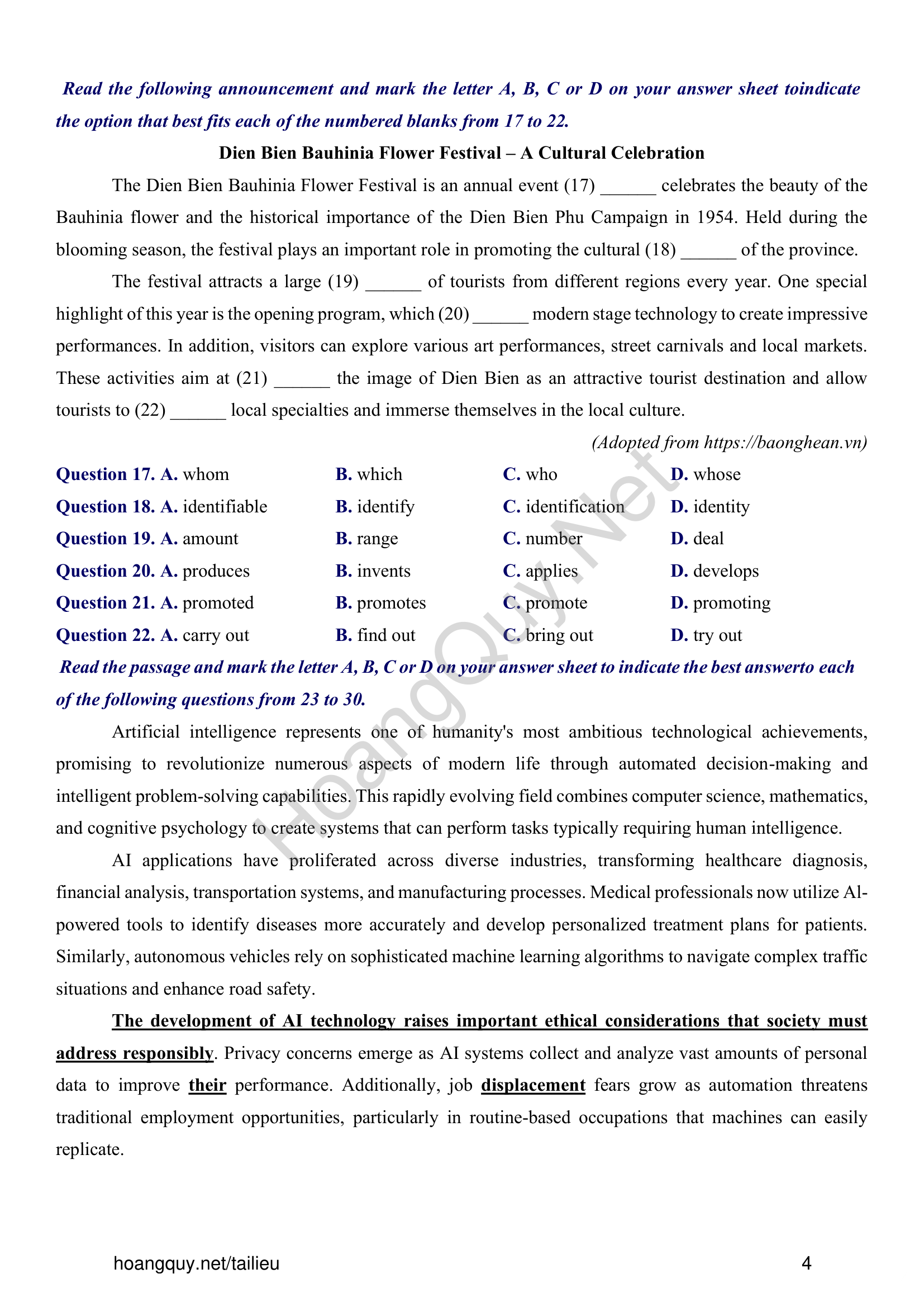 Đề thi thử Tiếng Anh THPT 2026 – Sở GDĐT Hưng Yên