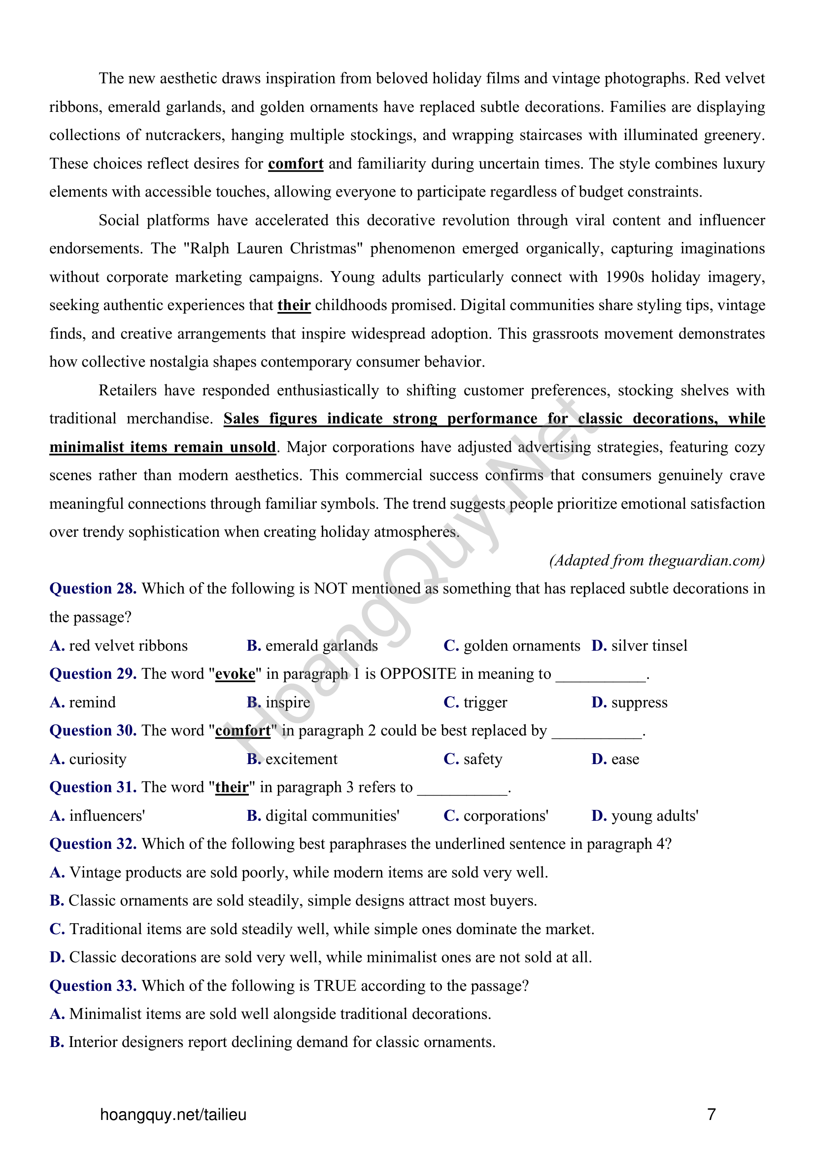 Đề thi thử Tiếng Anh THPT 2026 – Sở GDĐT Thanh Hóa