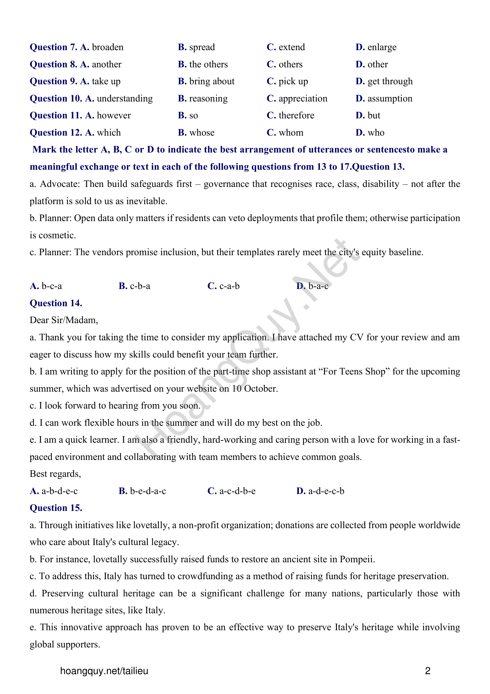 Đề thi thử Tiếng Anh THPT 2026 – TRƯỜNG THPT CHUYÊN TUYÊN QUANG