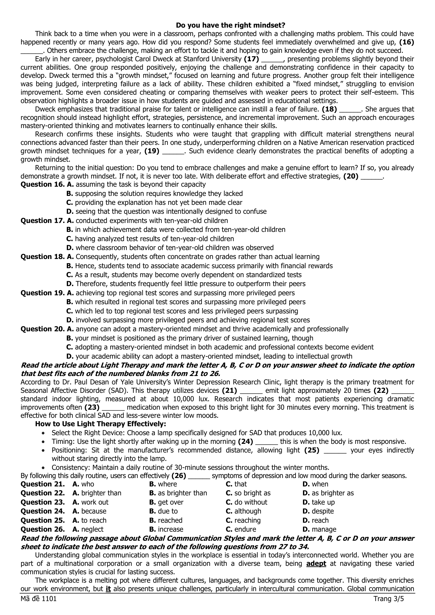 Đề thi thử Tiếng Anh THPT 2026 – Sở GIÁO DỤC VÀ ĐÀO TẠO BẮC NINH