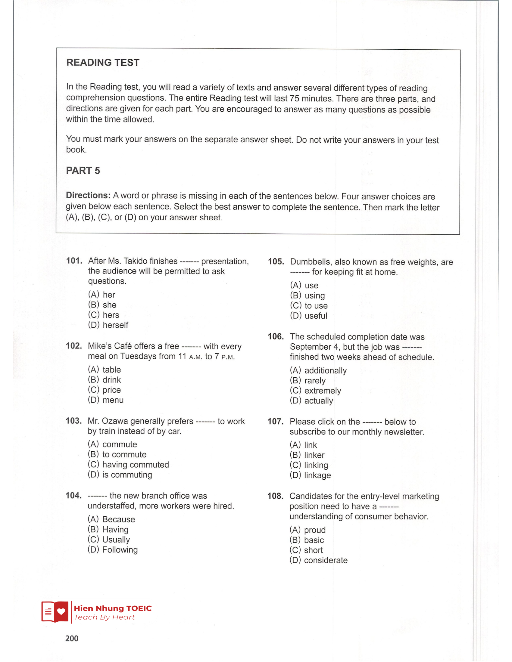 Rc 기출 Test 07 – Mã đề 07