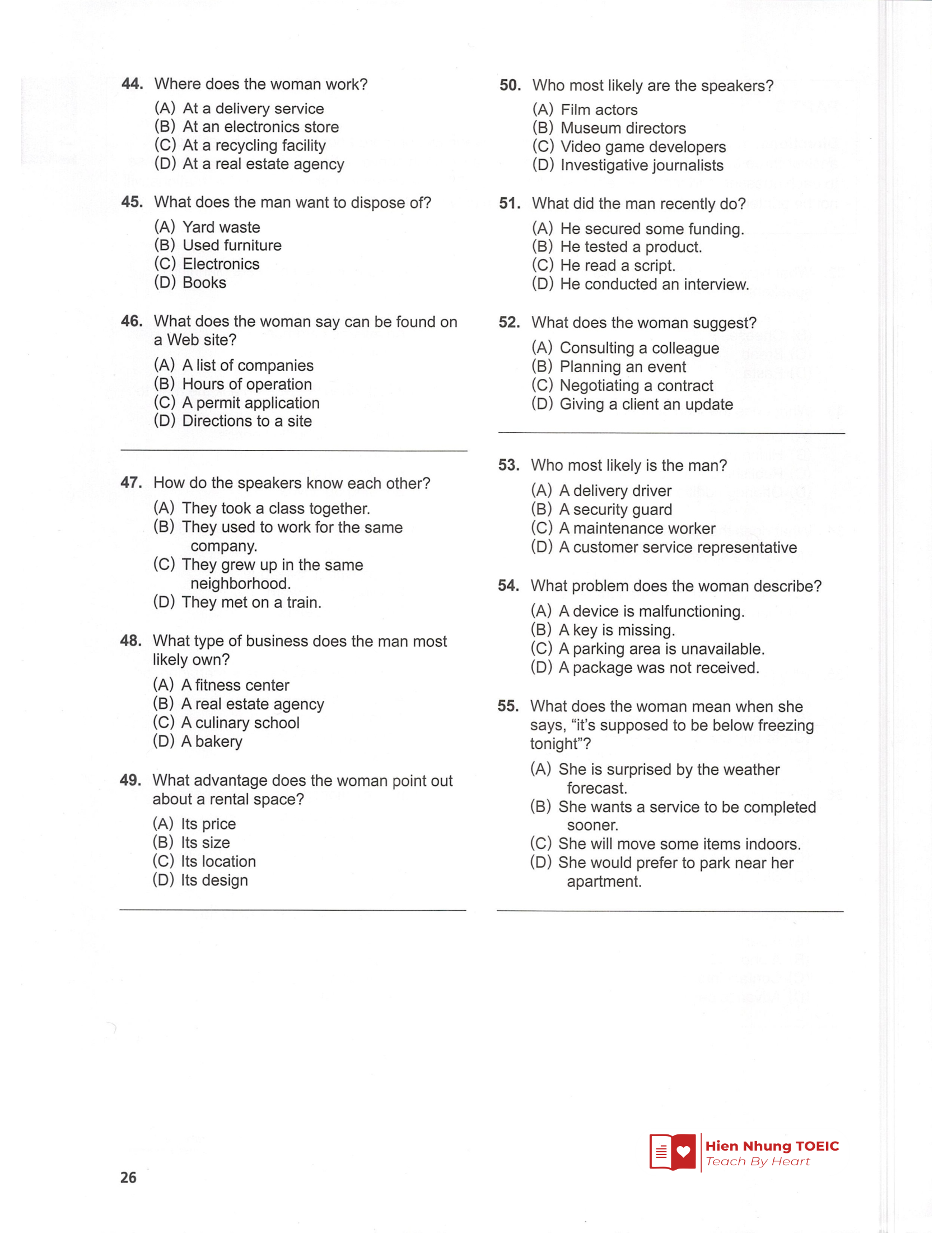 Đề thi thử Tiếng Anh THPT 2026 – Hien Nhung TOEIC