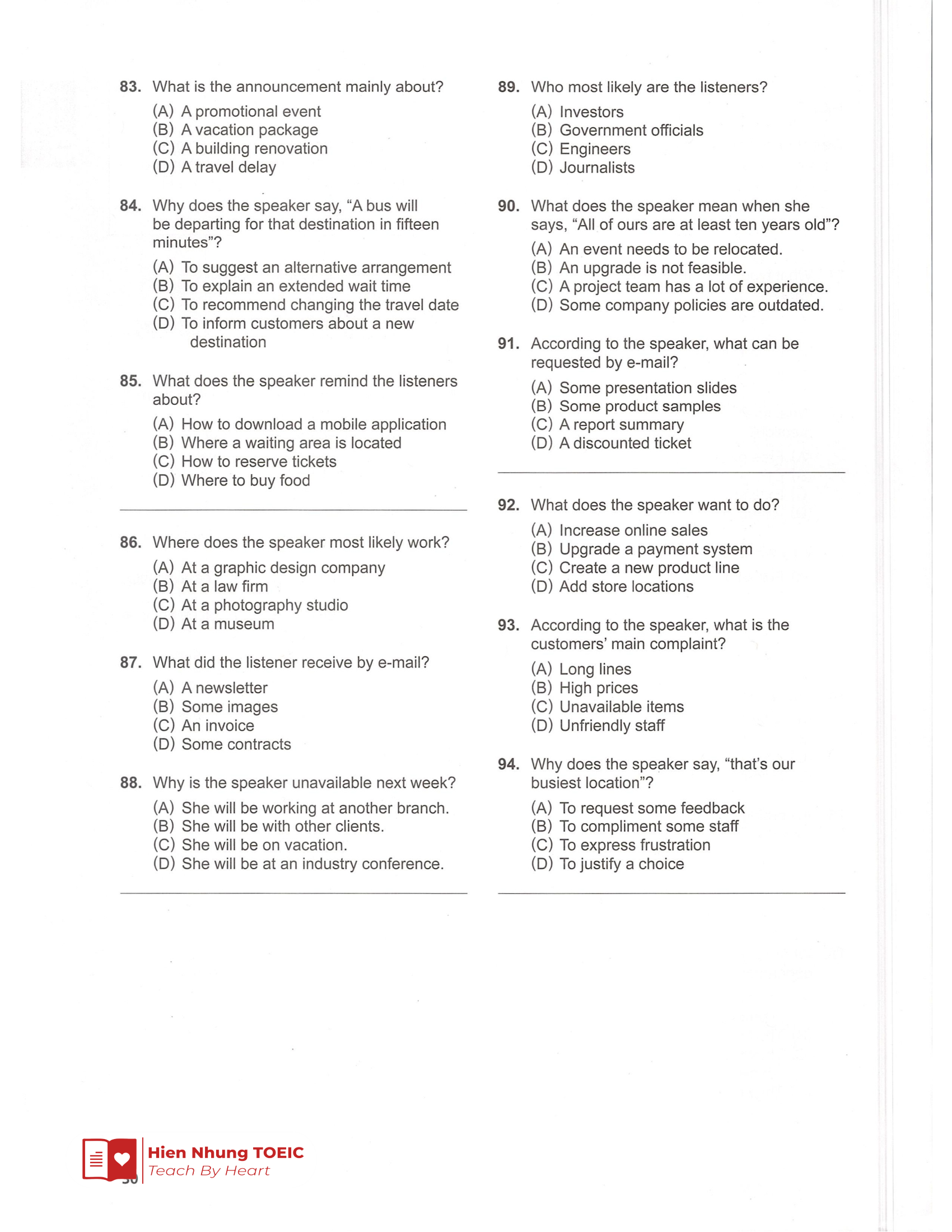 Đề thi thử Tiếng Anh THPT 2026 – Hien Nhung TOEIC