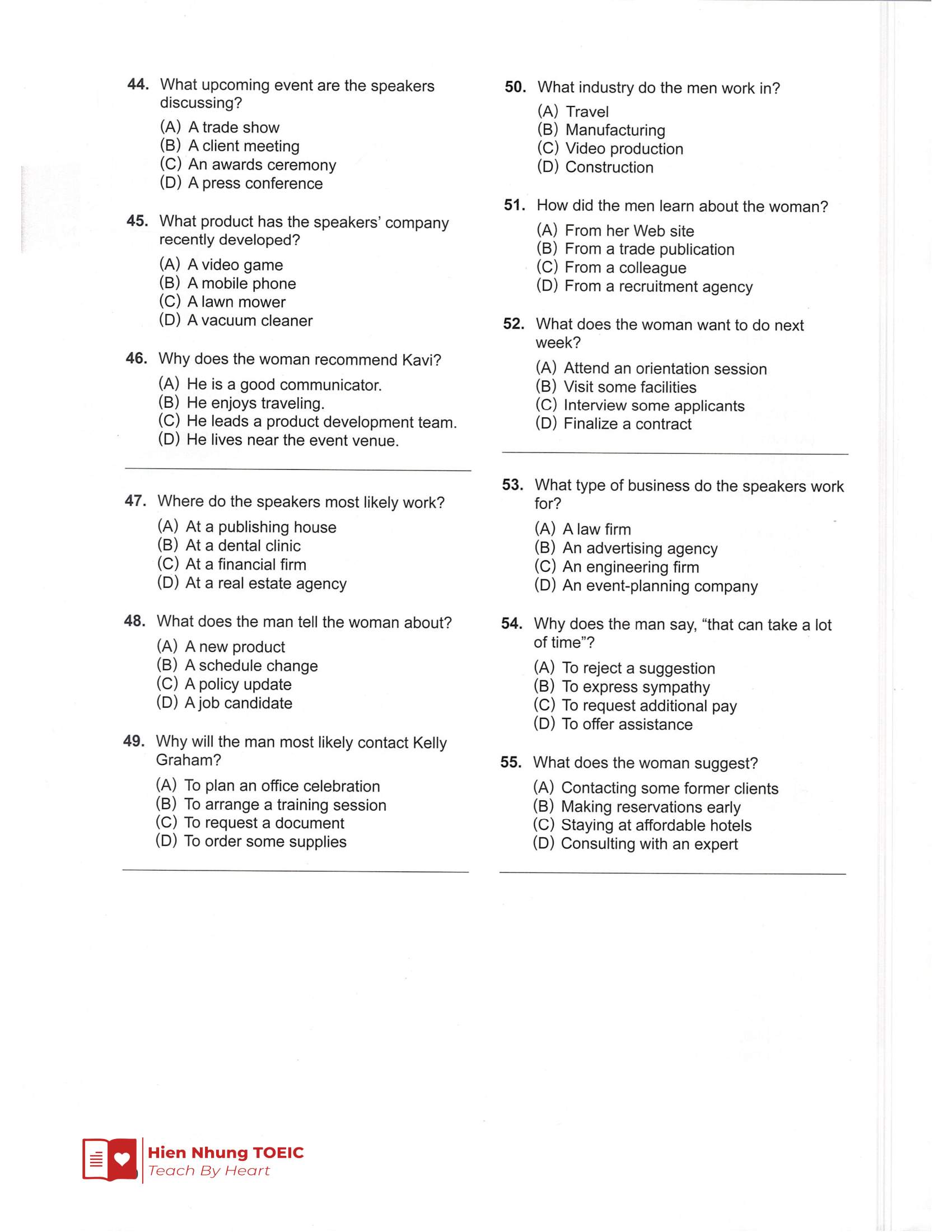 Toeic Lc 기출 Test 02 – Mã đề 02