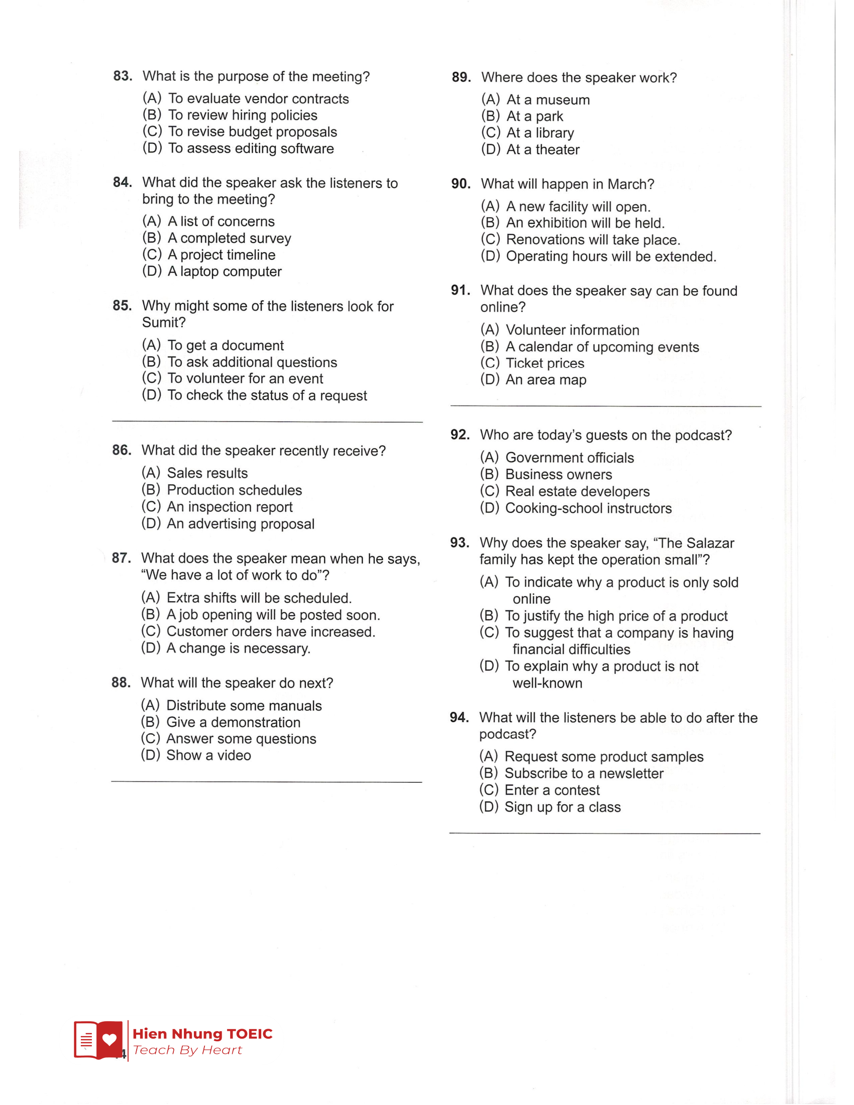 Toeic Lc 기출 Test 02 – Mã đề 02