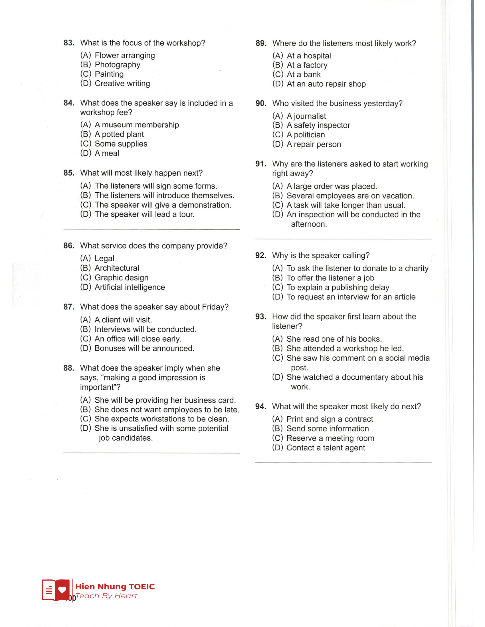 Đề thi thử Tiếng Anh THPT 2026 – Hien Nhung TOEIC