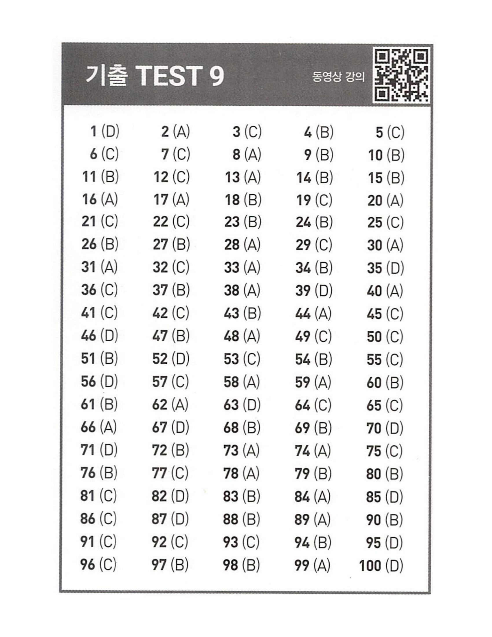Lc 기출 Test 09