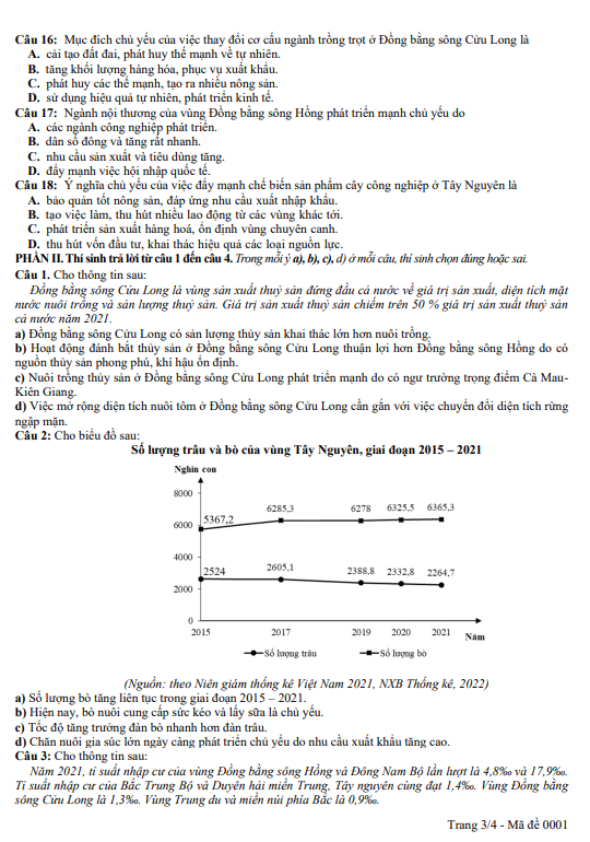 Đề thi thử Địa Lí THPT 2025 – TRƯỜNG THPT GIO LINH