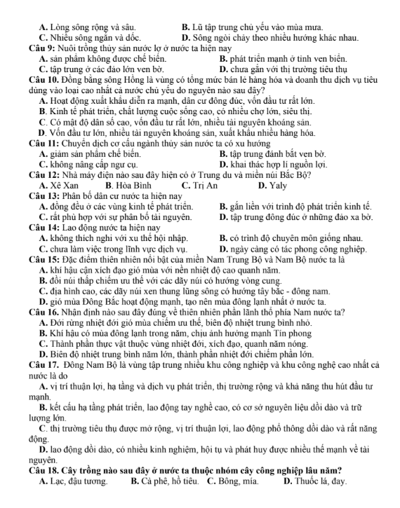 Đề thi thử Địa Lí THPT 2026 – THPT Núi Thành