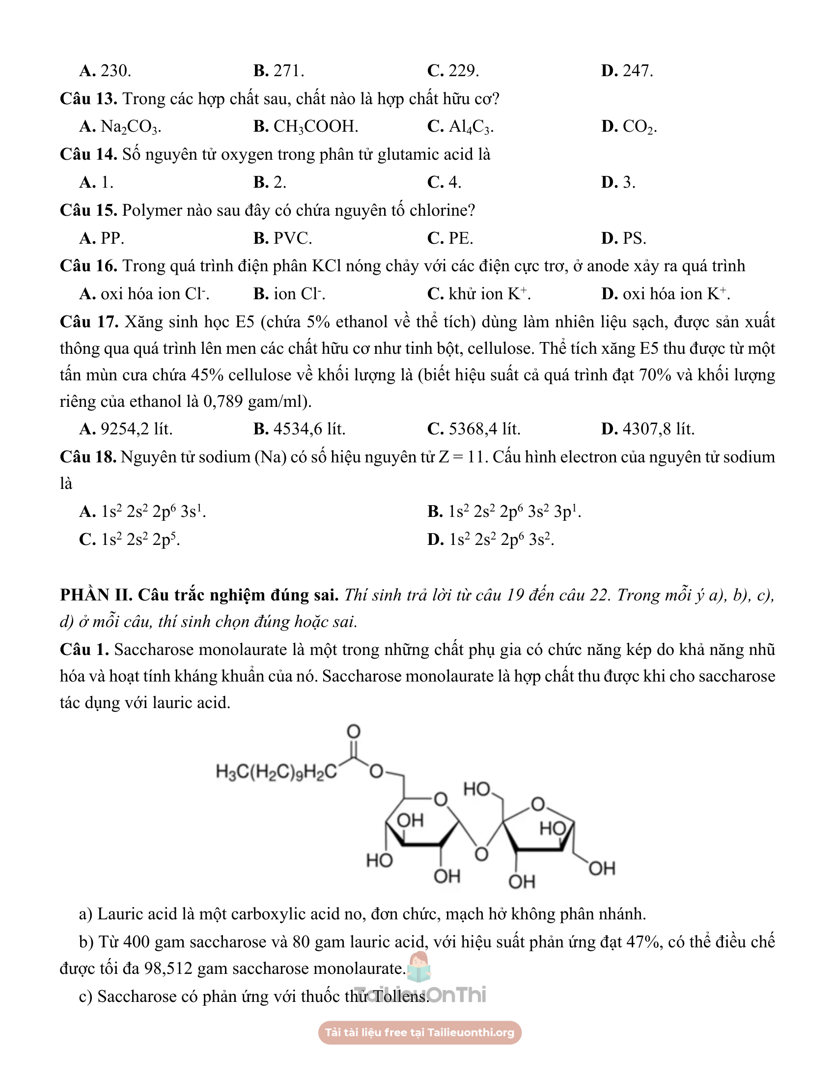 Đề thi thử Hóa Học THPT 2026 – THPT LÊ QUÝ ĐÔN