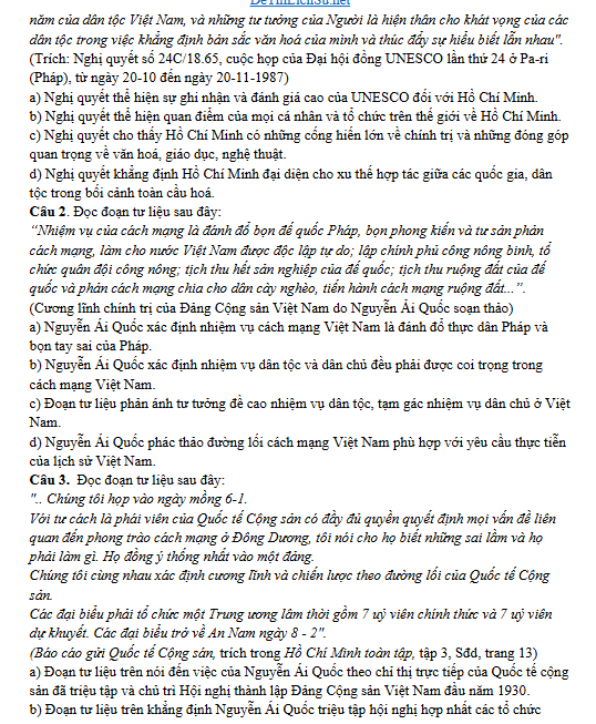Đề thi thử Lịch Sử THPT 2026 – TRƯỜNG THPT XUYÊN MỘC