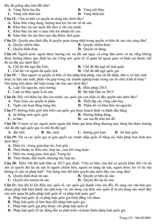 Đề thi thử GDKT&PL THPT 2025 – THPT GIO LINH