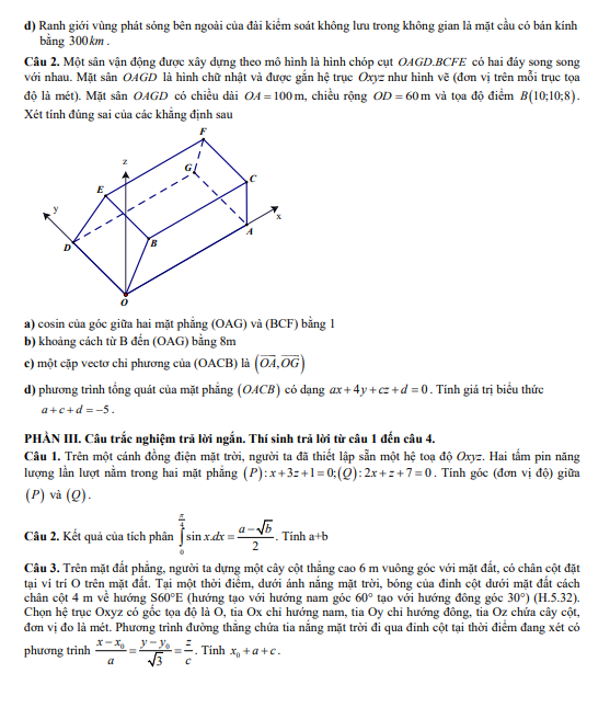 Đề thi thử Toán THPT 2025 – TRƯỜNG THPT HỒ NGHINH