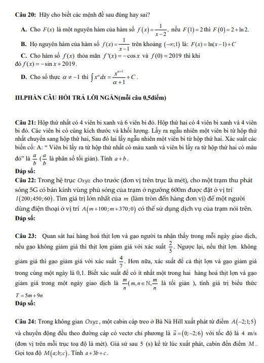 Đề thi thử Toán THPT 2025 – TRƯỜNG THPT GIO LINH