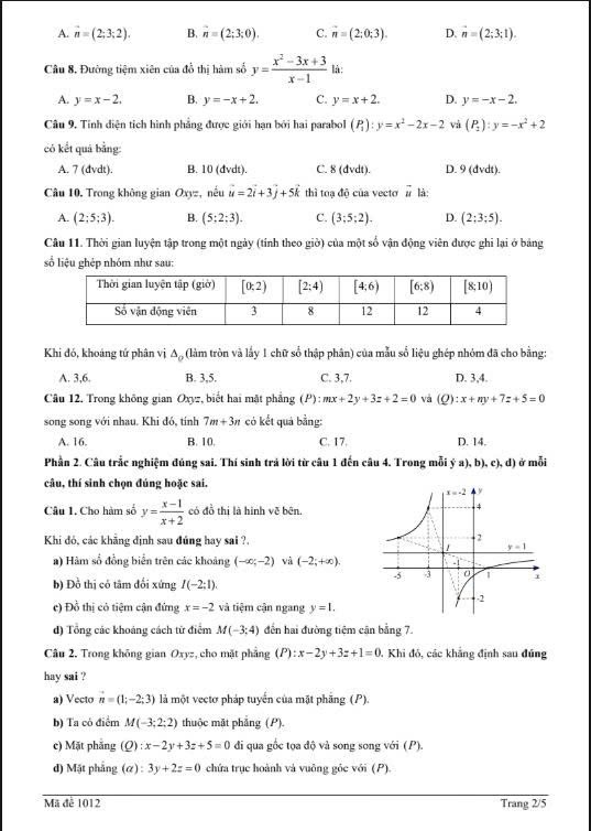 Đề thi thử Toán THPT 2026 – Trường THPT ẩn danh