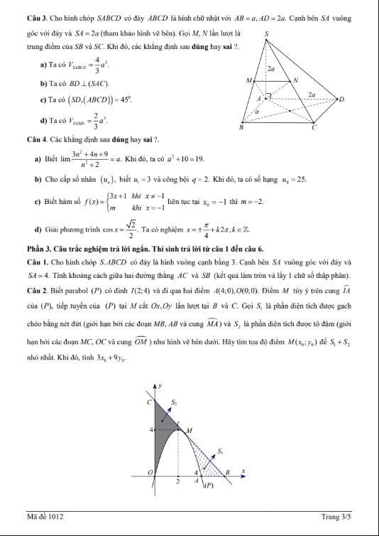 Đề thi thử Toán THPT 2026 – Trường THPT ẩn danh