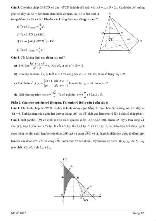 Đề thi thử Toán THPT 2026 – Trường THPT ẩn danh