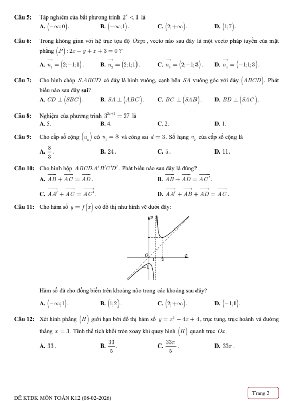 Đề thi thử Toán THPT 2026 – TRƯỜNG TH-THCS-THPT LÊ THÁNH TÔNG